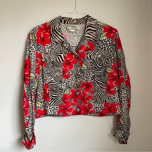 NANCY BOLEN vintage animal print/floral shirt jacket